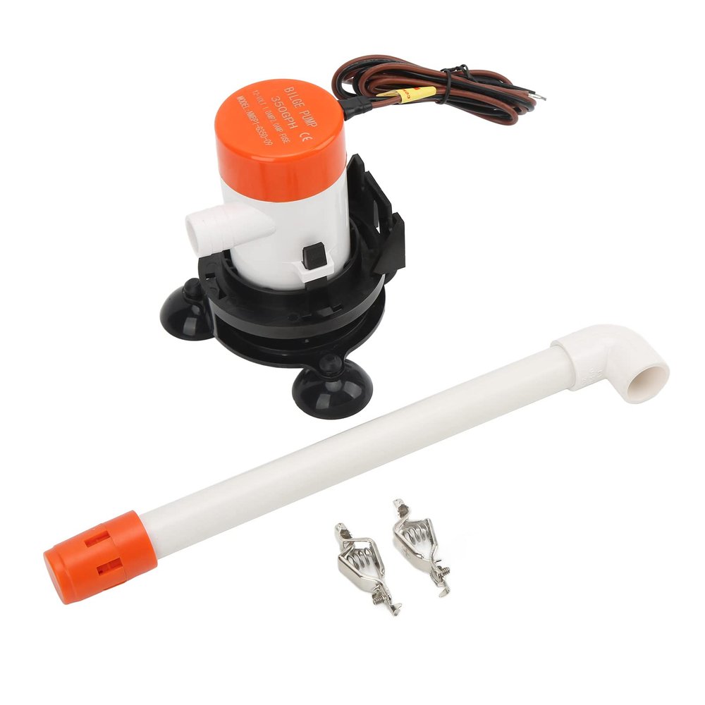 Portable Live Bait Aerator Pump with 350GPH Adjustable Flow and Bottom Suction Cup Livewell Pump for Marine Fishing
