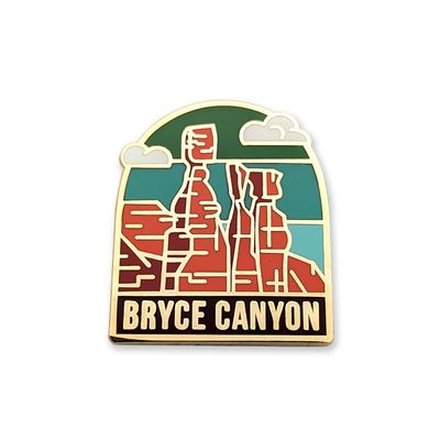 Hike and Draw Gold Bryce Canyon National Park Enamel Pin