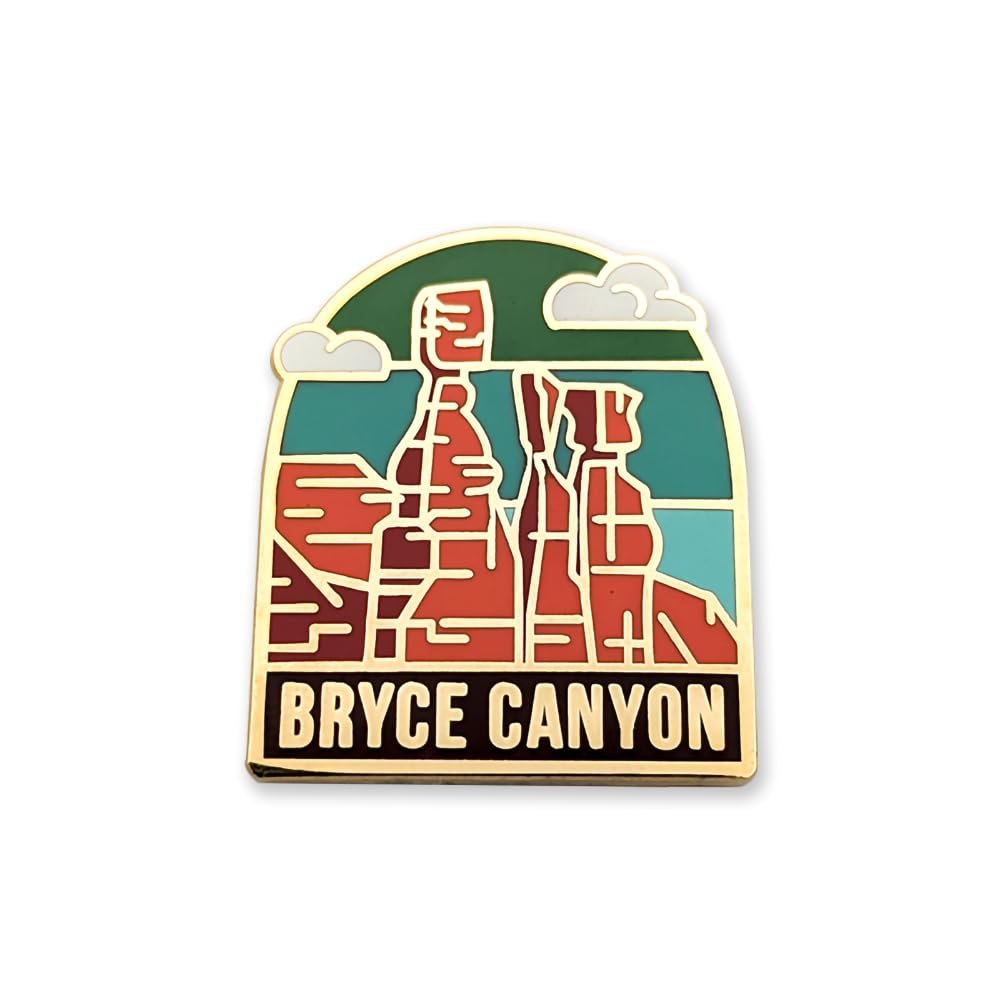 Hike and Draw Gold Bryce Canyon National Park Enamel Pin