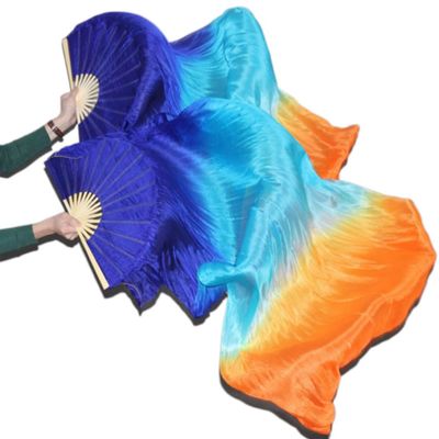1pair 180 * 90cm Natural Silk Fan Veils for Women Belly Dancing Performance Fan Belly Dance Costumes