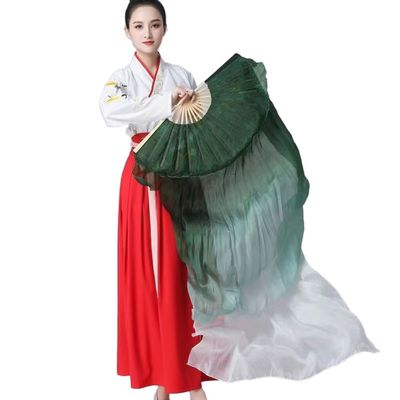1pair 150 * 90cm Classical Belly Dancing Fan Gradient Color Dancer Practice Long Imitation Silk Fans