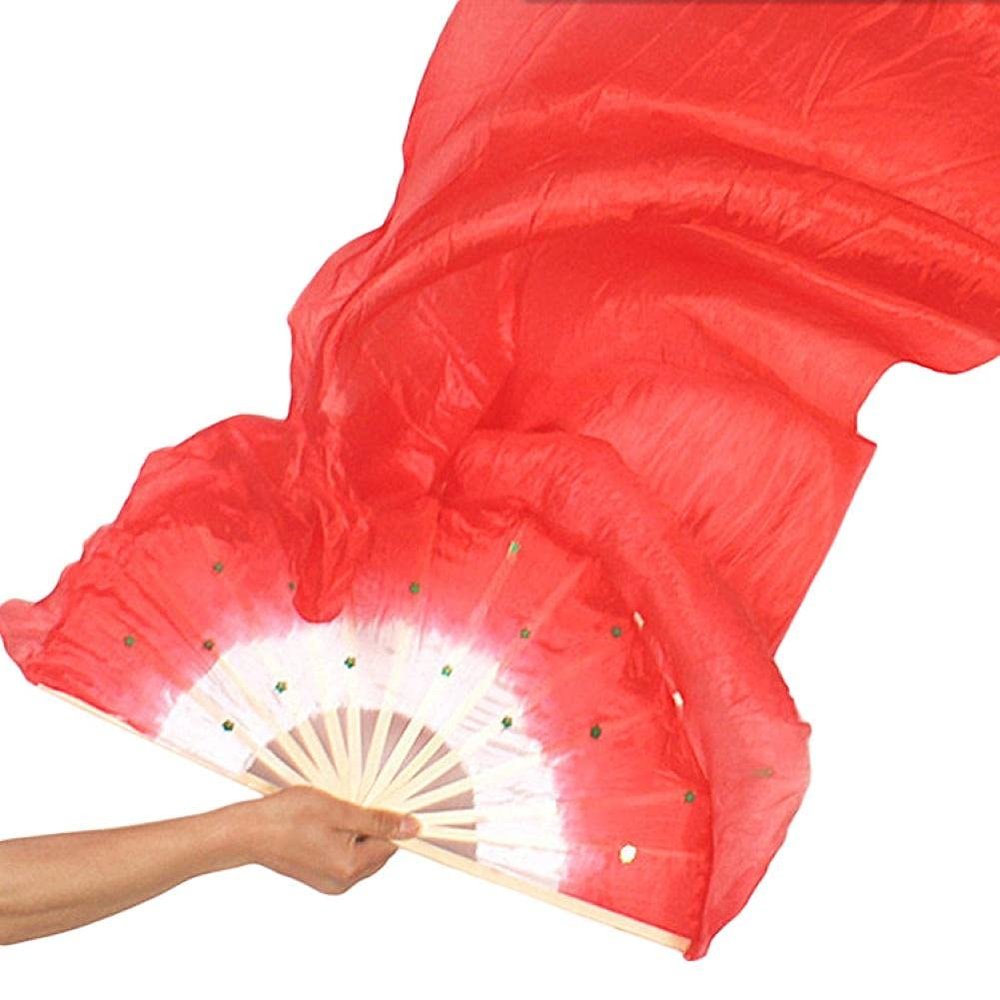 1pair 150 * 90cm Hand Made Colorful Silk Fans Dancing Long Silk Fans for Women Belly Dance Costume