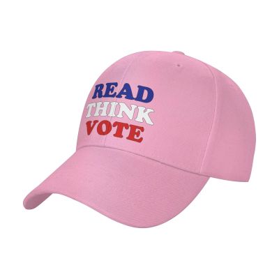 Haebfsl Read Think Vote Baseball Hats for Men Adjustable Dad Hat Gift for Men/Women Trucker Cap,Pink