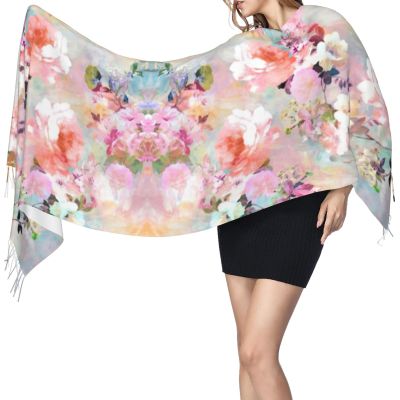 SLEHAGU Watercolor Pink Flowers Pattern Women's Scarf Pashmina Shawl Wrap for Evening Dress Wedding Bridal Winter Warm Large Scarves