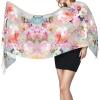 SLEHAGU Watercolor Pink Flowers Pattern Women's Scarf Pashmina Shawl Wrap for Evening Dress Wedding Bridal Winter Warm Large Scarves view 1