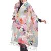 SLEHAGU Watercolor Pink Flowers Pattern Women's Scarf Pashmina Shawl Wrap for Evening Dress Wedding Bridal Winter Warm Large Scarves view 2