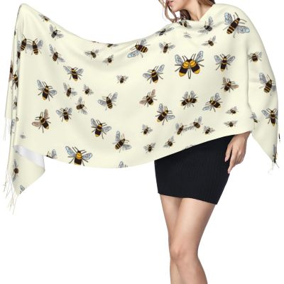 SLEHAGU Bees Pattern Women's Scarf Pashmina Shawl Wrap for Evening Dress Wedding Bridal Winter Warm Large Scarves