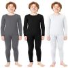 Silkfly Boys Thermal Underwear Set Base Layer Fleece Lined Underwear for Kids Shirt and Pants for Boys Winter(Xs,Gray, White, Black,3 Set) view 1