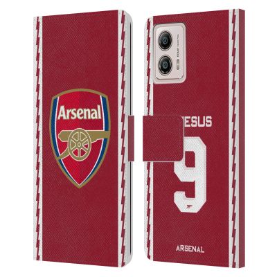 Head Case Designs Officially Licensed Arsenal FC Gabriel Jesus 2022/23 Players Home Kit Leather Wallet Case Compatible with Motorola Moto G53 5G