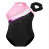 ranrann Kids Girls Shiny Ballet Dance Outfits Sleeveless Gymnastic Leotard with Shorts and Hair Band Tracksuit Unitards Pink 14 Years view 1