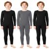 Silkfly Boys Thermal Underwear Set Base Layer Fleece Lined Underwear for Kids Shirt and Pants for Boys Winter(XL,Gray, Black, Black,3 Set) view 1