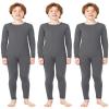 Silkfly Boys Thermal Underwear Set Base Layer Fleece Lined Underwear for Kids Shirt and Pants for Boys Winter(S,Gray,3 Set)