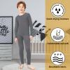 Silkfly Boys Thermal Underwear Set Base Layer Fleece Lined Underwear for Kids Shirt and Pants for Boys Winter(S,Gray,3 Set) view 4