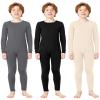 Silkfly Boys Thermal Underwear Set Base Layer Fleece Lined Underwear for Kids Shirt and Pants for Boys Winter(M,Black, Gray, Nude,3 Set) view 1