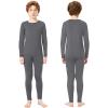 Silkfly Boys Thermal Underwear Set Base Layer Fleece Lined Underwear for Kids Shirt and Pants for Boys Winter(M,Black, Gray, Nude,3 Set) view 2