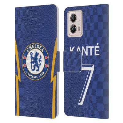 Head Case Designs Officially Licensed Chelsea Football Club N'Golo Kant 2021/22 Players Home Kit Leather Book Flip Case Cover Compatible with Motorola Moto G53 5G