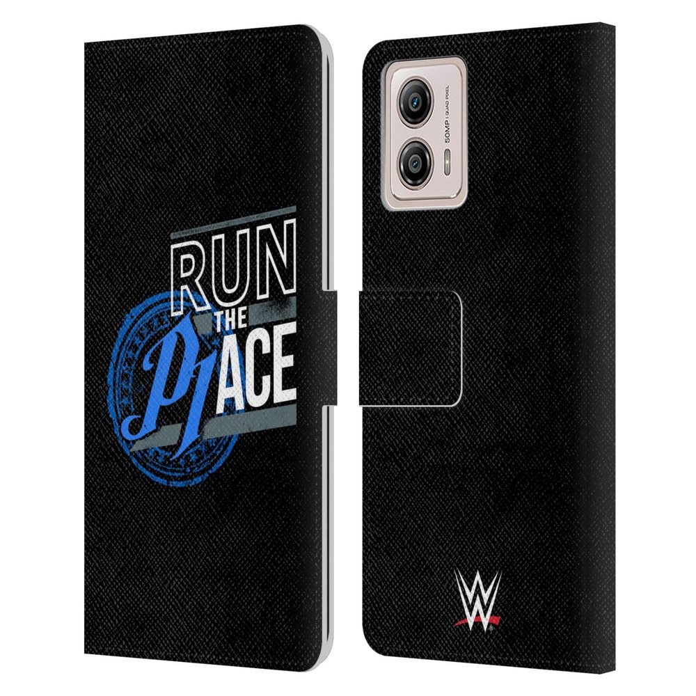 Head Case Designs Officially Licensed WWE AJ Styles Run The Place Superstars 8 Leather Book Wallet Case Cover Compatible with Motorola Moto G53 5G