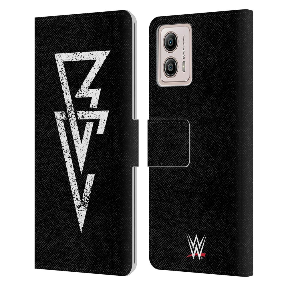Head Case Designs Officially Licensed WWE Logo Finn Blor Leather Book Wallet Case Cover Compatible with Motorola Moto G53 5G