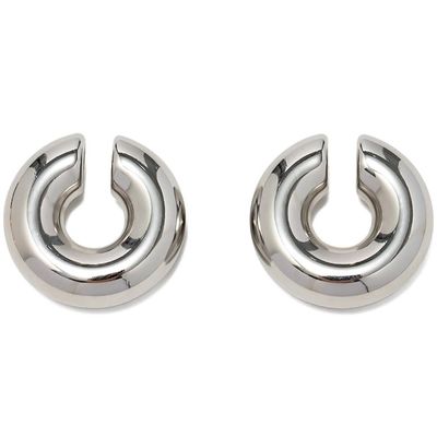 Townshine Simple 18K Gold Plated Stainless Steel Hollow Round Tube Earrings Ear Clips