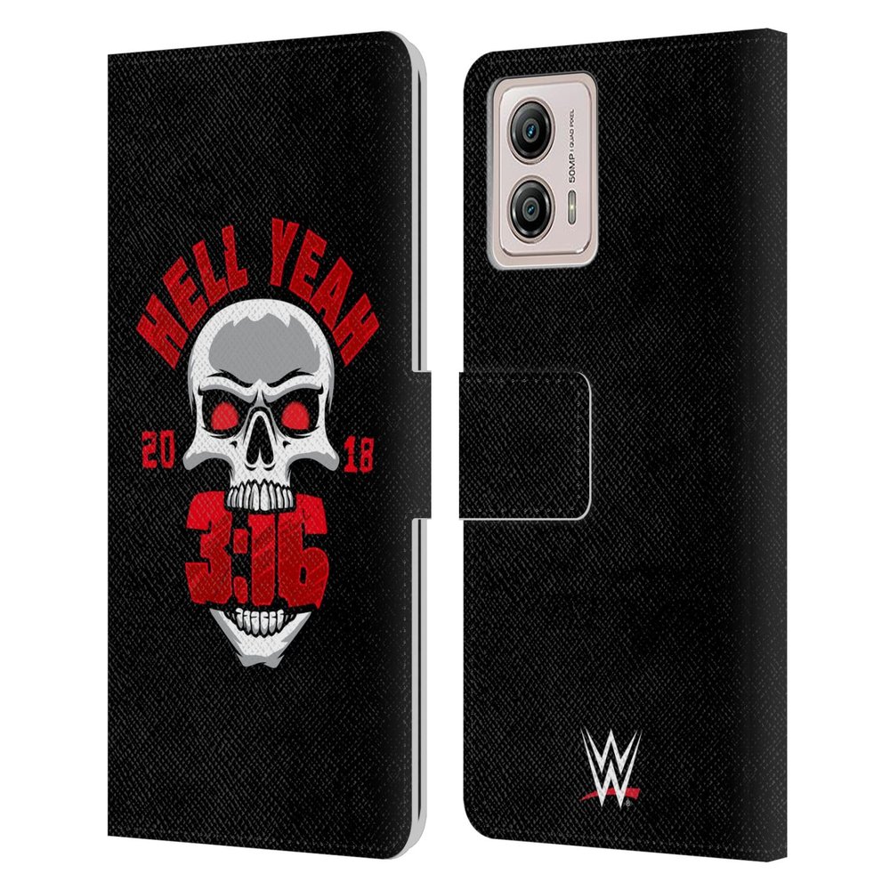 Head Case Designs Officially Licensed WWE Stone Cold Hell Yeah Superstars 5 Leather Book Wallet Case Cover Compatible with Motorola Moto G53 5G