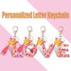Suweibuke Colourful Cute Initial Letter Keychains for Women Girls with Tassel Butterfly, Charm for Purse Backpacks Handbags Schoolbags (Colorful Pink-F) view 4