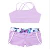Fldy Kids Girls Dance Crop Top and Shorts Set 2 Piece Sports Workout Outfits Gymnastics Ballet Dance Outfits Tracksuit Lavender B 8 Years view 3