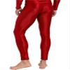 dPois Men's Shiny Glossy Leggings Bulge Pouch Thong Base Layer Compression Pant Workout Tights Trousers Burgundy XX-Large view 4
