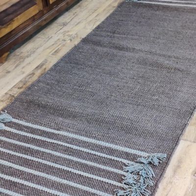 Jaipur art & Rugs Organic Cotton Yoga Mat - Eco-Friendly Hand-Woven Rug - Non Slip & Thick (24x72x5mm) for Everyday Fitness at Home - Comfortable Extra-Long (Grey)