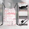 Ceosande Personalized Drawstring Bag with Your Name Drawstring Backpack for Men Women Small Gym Beach Shopping Sport Yoga Bag (Custom Name-14) view 4