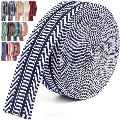 PECMER Jacquard Webbing 1.5 inch-Navy Blue 6 Yards Jacquard Ribbon Cotton Webbing-1 1/2" Nylon Webbing Straps for Strap Belt Backpack Pet Collars Leash 38mm