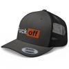 RIVEMUG Fuck Off Premium Funny Trucker Hat Curved Bill Mid Crown Adjustable Cap Charcoal/Black view 1