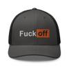 RIVEMUG Fuck Off Premium Funny Trucker Hat Curved Bill Mid Crown Adjustable Cap Charcoal/Black view 2