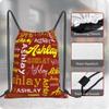 Ceosande Personalized Drawstring Bag with Your Name Drawstring Backpack for Men Women Small Gym Beach Shopping Sport Yoga Bag (Custom Name-7) view 4