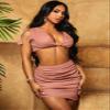 Tassel Tie Crop Top & Ruched Skirt (Color : Dusty Pink, Size : Medium) view 4