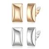 BriLove Matte Gold Silver 2 Pairs Clip-on Earrings Set Fashion Rectangle Cube Retro Drop Clip for Women Mom Gift view 1