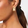 BriLove Matte Gold Silver 2 Pairs Clip-on Earrings Set Fashion Rectangle Cube Retro Drop Clip for Women Mom Gift view 2