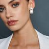 BriLove Matte Gold Silver 2 Pairs Clip-on Earrings Set Fashion Rectangle Cube Retro Drop Clip for Women Mom Gift view 4