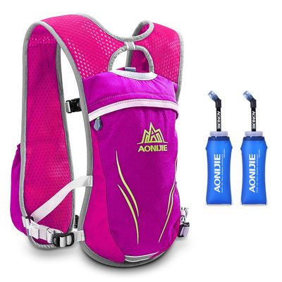 AONIJIE Running Hydration Vest for Women and Men 5.5L Lightweight Trail Runing Hydration Vest Pack Backpack for Running, Cycling, Climbing (Rose+350ML*2)