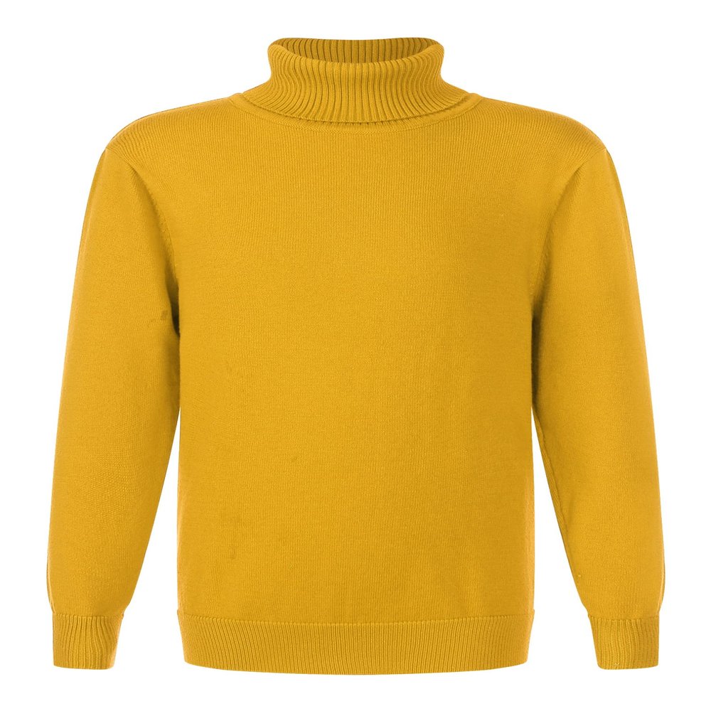 JEATHA Boys Girls Warm Ribbed Pullover Sweater Long Sleeve Turtleneck Cable Knitted Shirts Thermal Tops Yellow 5-6 Years