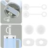 2Sets Stanley Straw Cover, 2.0 Stanley Spill Stopper Compatible 40oz/30oz, Stanley Cup Accessories, Stanley Stopper, Include 2 Straw Lids and 2 Square/2 Round Stanley Leak Stopper,wool white view 1