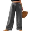 Feiersi Womens Casual Wide Leg Pants High Waisted Button Down Straight Long Trousers Palazzo Pants(Dark Grey,Large) view 1