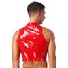 Fldy Men's Metallic Shiny Hollow Out Lace-Up Gothic Vest Criss-cross Tie Front CropTank Top Clubwear Red X-Large view 4