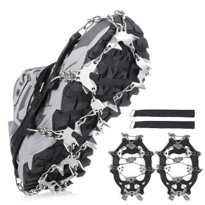 doorslay Crampons, Ice Cleats for Shoes and Boots, Climbing Upgraded 24/32 Spikes Ice Snow Grips, Anti-Slip Chain for Traction Protect for Walking, Jogging, or Hiking on Snow and Ice for Men Women