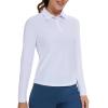 M MOTEEPI White Polo Shirt Women Golf Shirts Long Sleeve Athletic Quick Dry Lightweight SPF Tennis Outfits Tops Sun Protection L view 1