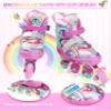 Unicorn Rainbow Inline Skates for Girls Teens Womans,4-Pejiijar Roller Skates for Girls Ages 6-8-12 w/Luminous Wheels,Kids Adjustable Roller Shoes for Birthday Xmas Gifts view 2