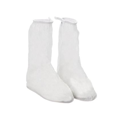 Mutter Adult Waterproof Rain Boot Shoe Covers PVC Non-Slip Cycling Shoe Protectors Reusable Foldable Rain Boot Overshoes with Zipper(M,White)