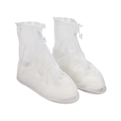 Mutter Adult Waterproof Rain Boot Shoe Covers Non-Slip Shoe Covers Outdoor and Indoor Reusable Foldable Rain Boot Overshoes with Zipper(M,White)