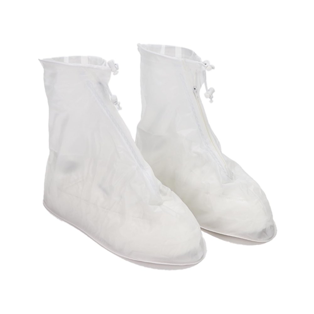 Mutter Adult Waterproof Rain Boot Shoe Covers Non-Slip Shoe Covers Outdoor and Indoor Reusable Foldable Rain Boot Overshoes with Zipper(M,White)