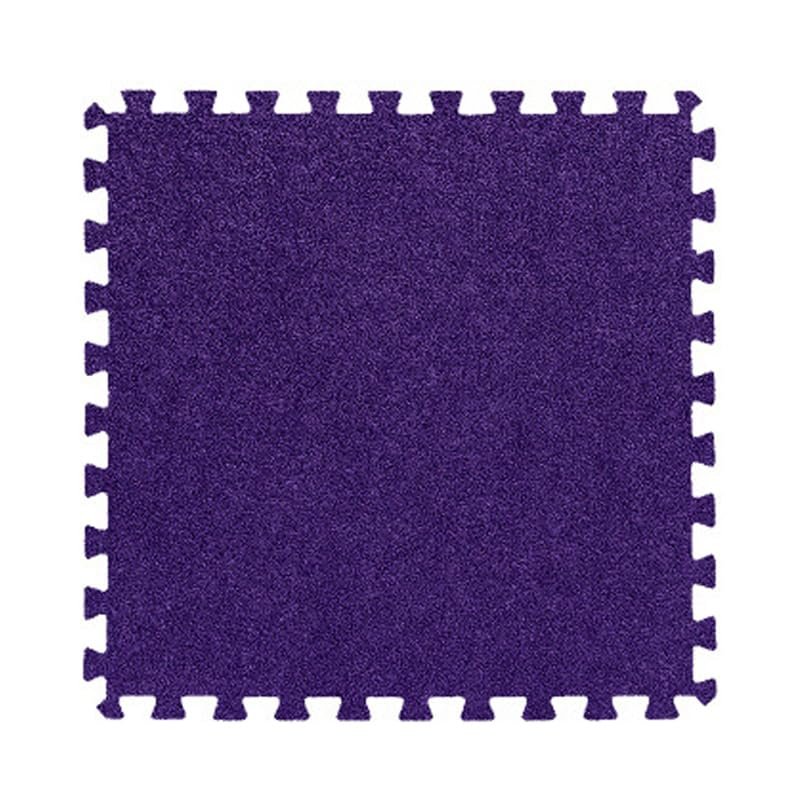 10 Pcs Interlocking Plush Foam Mat, Comfy Foam Carpet Tiles Floor Padding with Border Anti-Slip Border for Exercise, Yoga, Playroom, Garage, Room Floor, Puzzle Area (Purple)