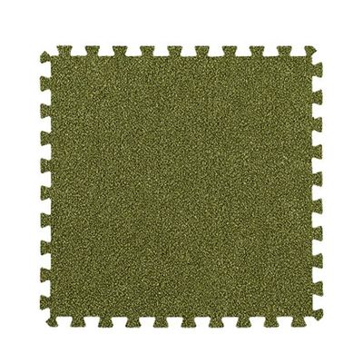10 Pcs Interlocking Plush Foam Mat, Comfy Foam Carpet Tiles Floor Padding with Border Anti-Slip Border for Exercise, Yoga, Playroom, Garage, Room Floor, Puzzle Area (Green)